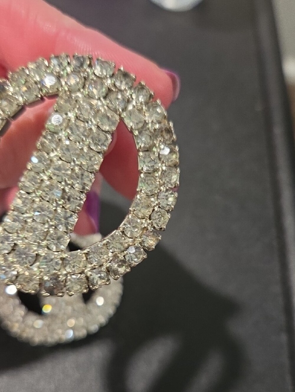 Crystal Circle Statement Shoe Clips - Silver Rhinestone - Picture 4 of 6